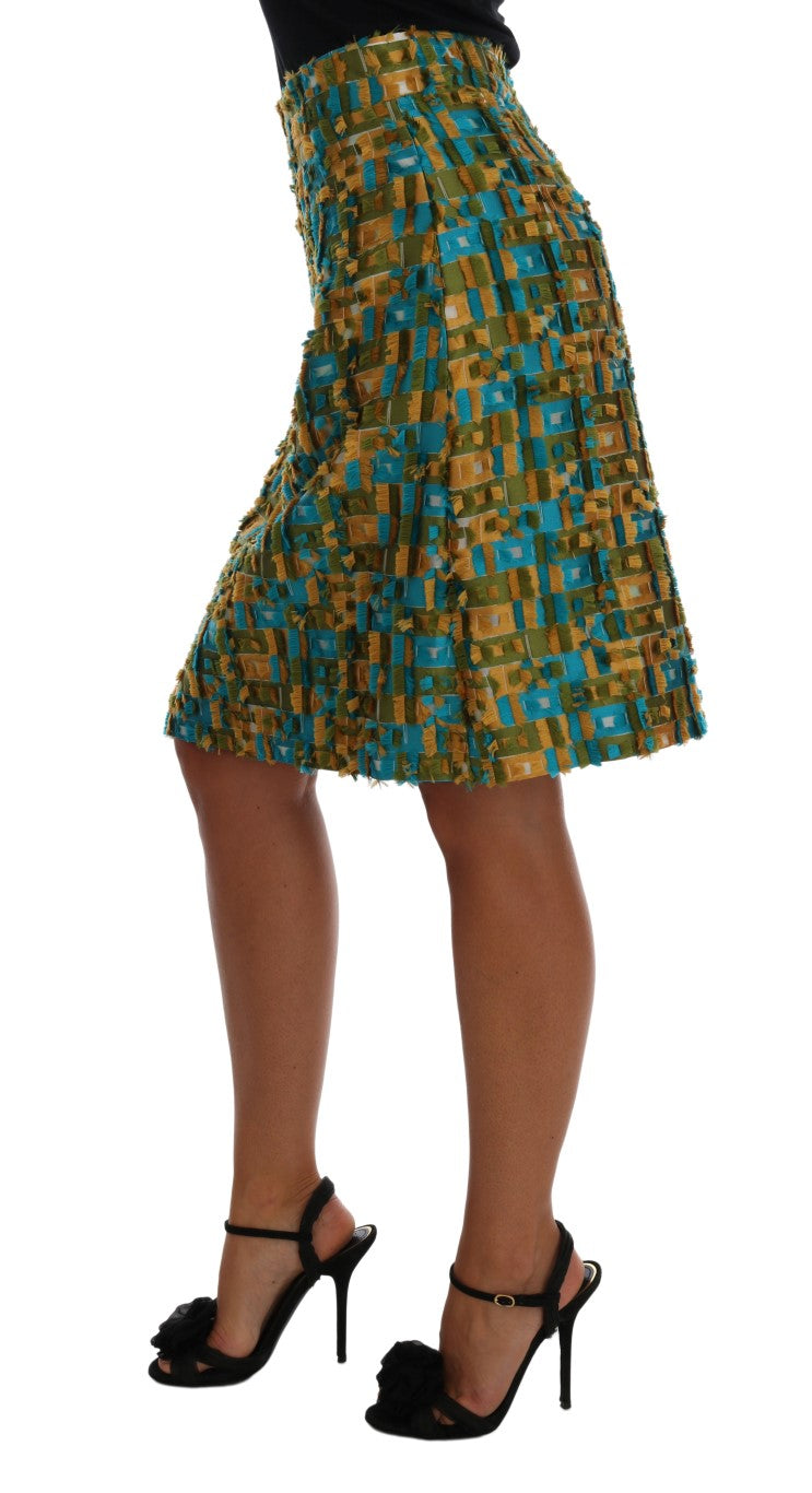 Dolce & Gabbana Multicolored Straight Jacquard Pencil Skirt