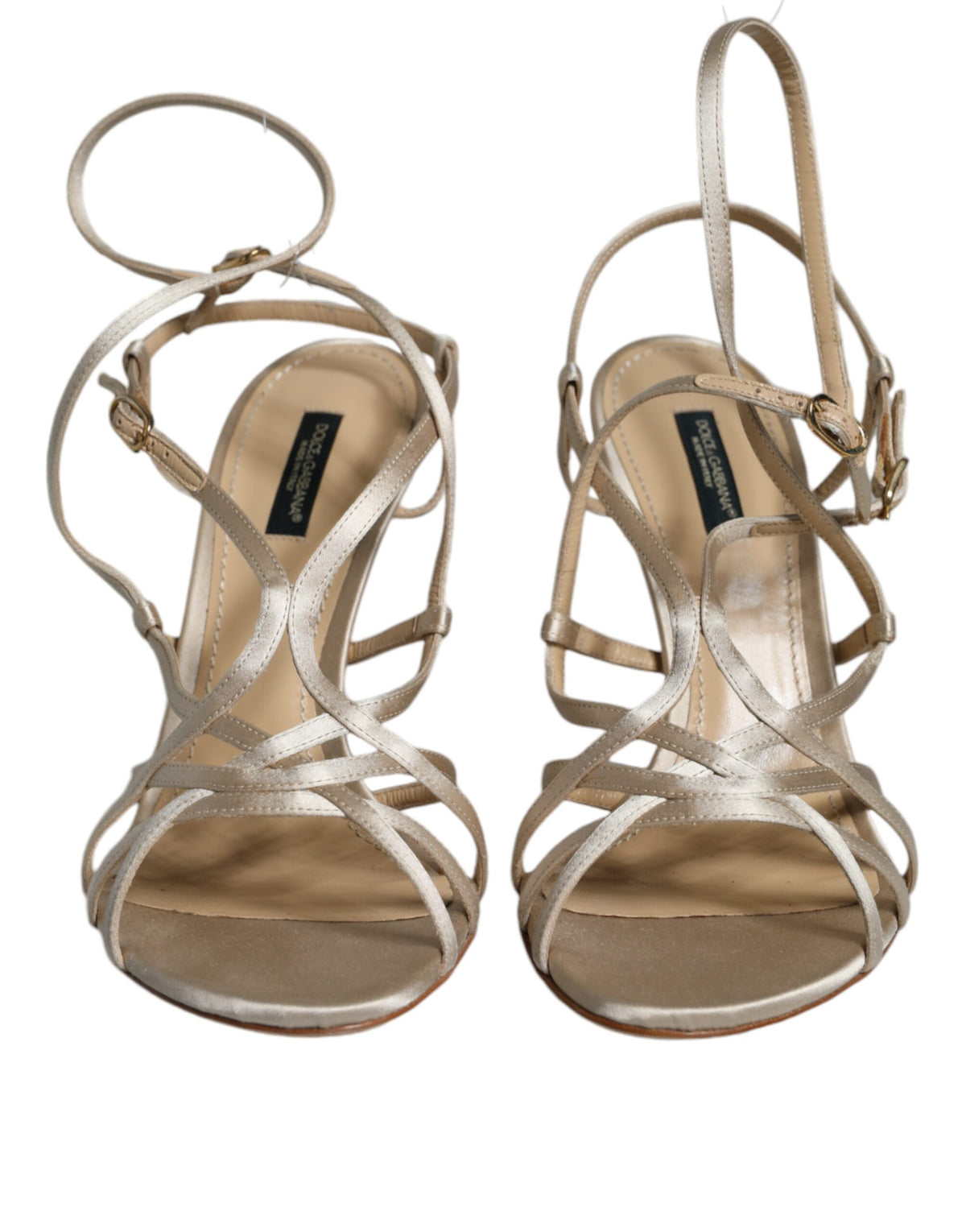 Dolce & Gabbana Beige Leather Stiletto Heel Sandals Shoes