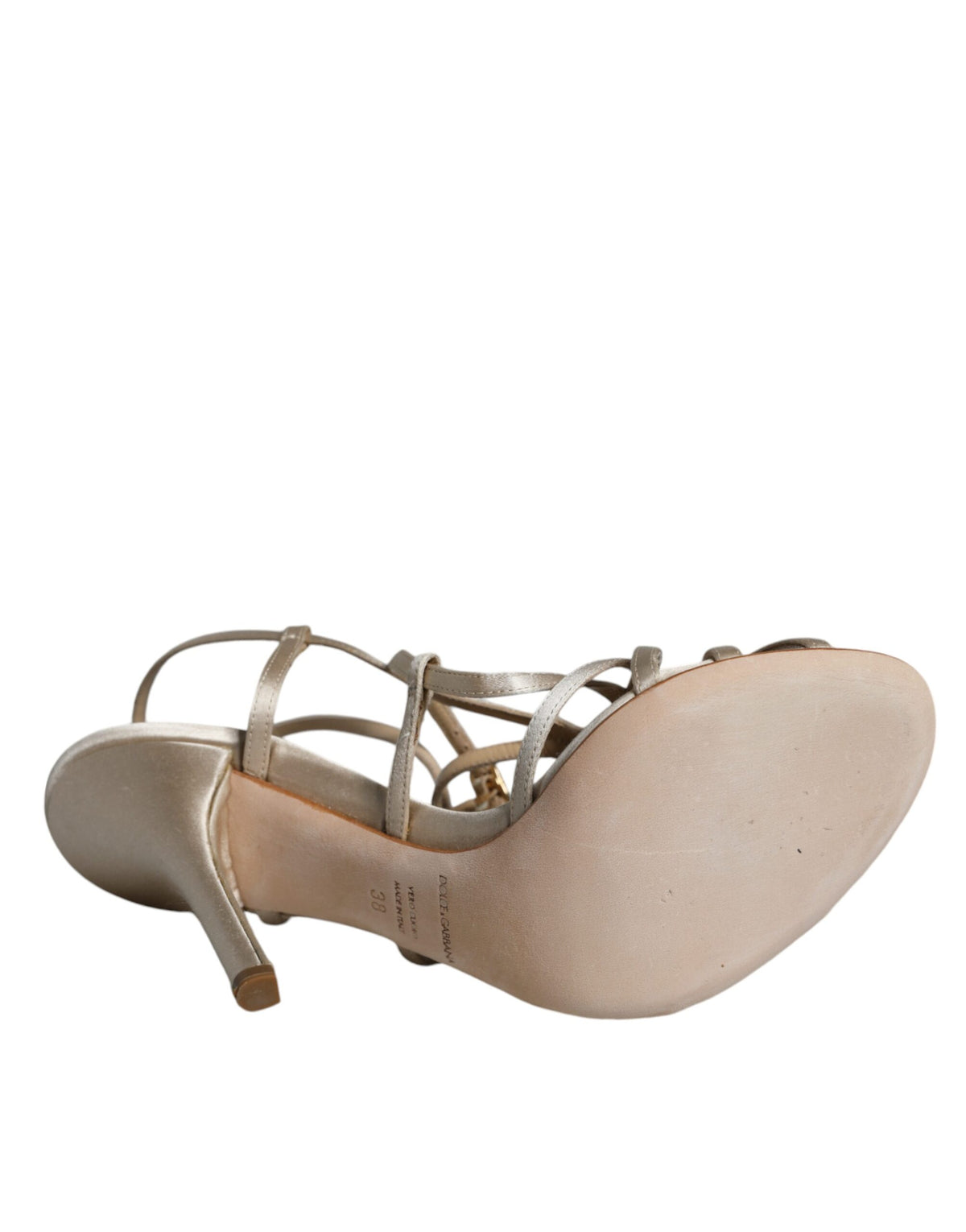Dolce & Gabbana Beige Leather Stiletto Heel Sandals Shoes