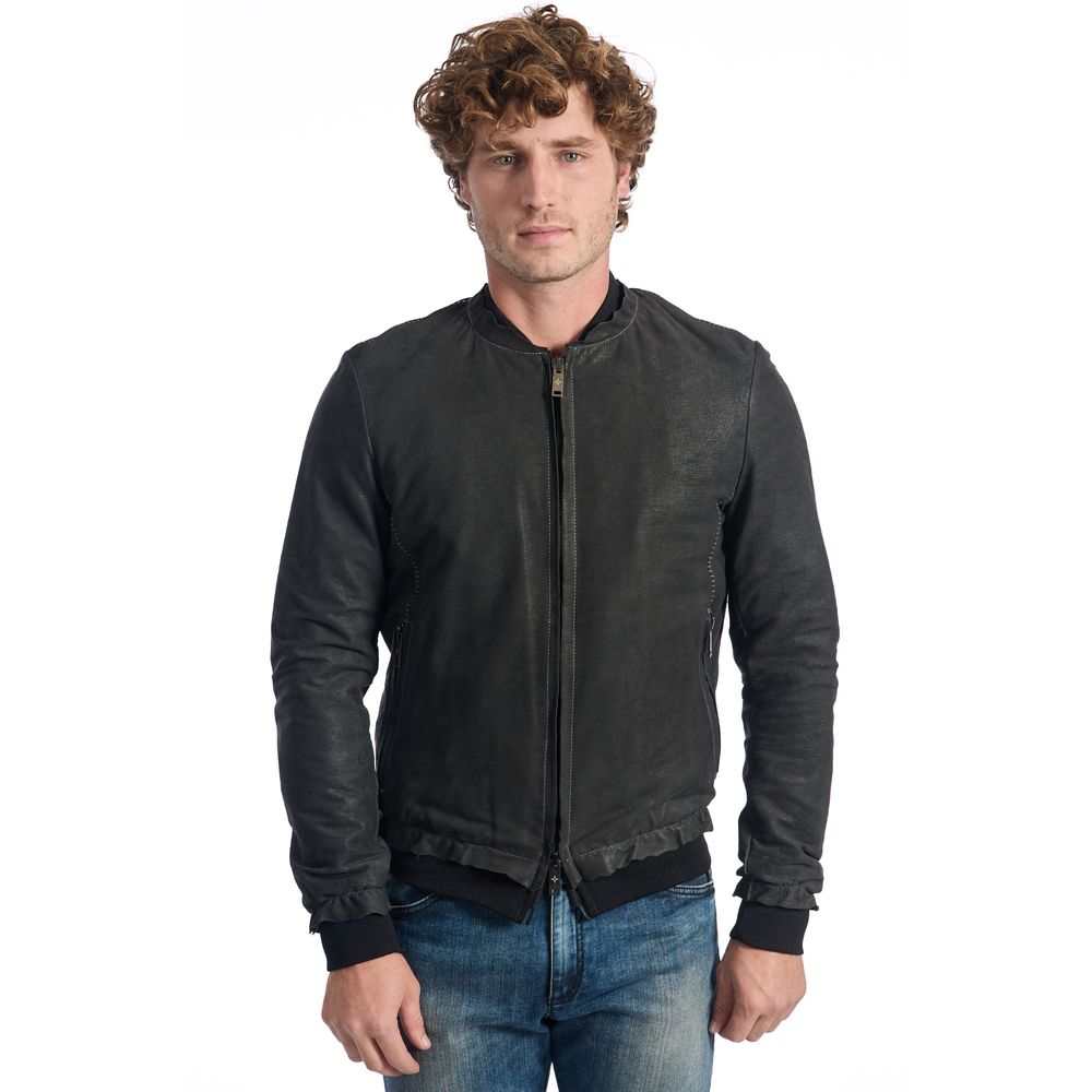 Roberto Pepe Luxury Grey Lambskin Men's Jacket