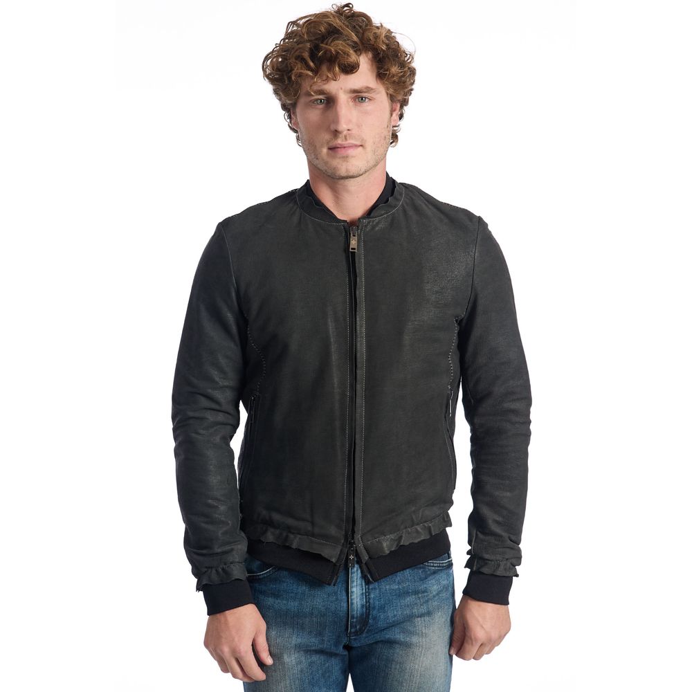 Roberto Pepe Luxuriöse Herrenjacke aus grauem Lammfell