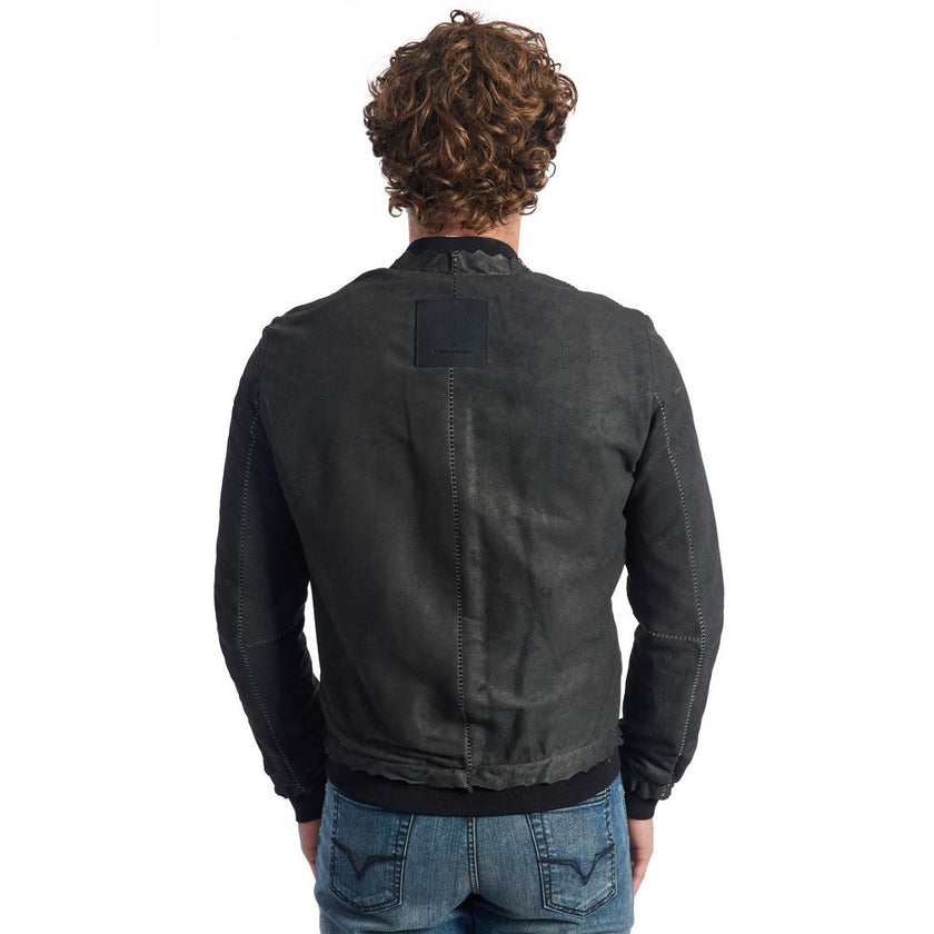 Roberto Pepe Luxuriöse Herrenjacke aus grauem Lammfell