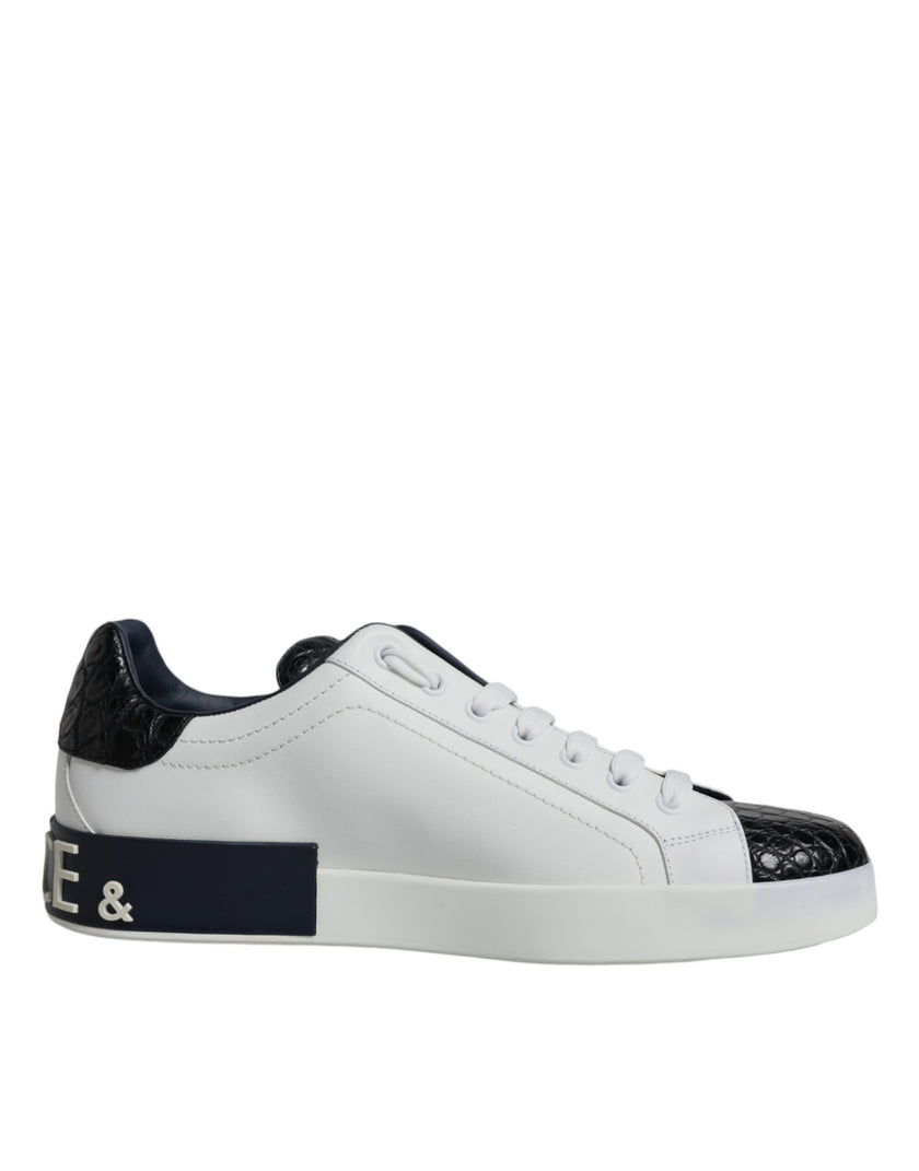 Dolce & Gabbana Weiße Leder-Logo-Portofino-Sneaker-Schuhe