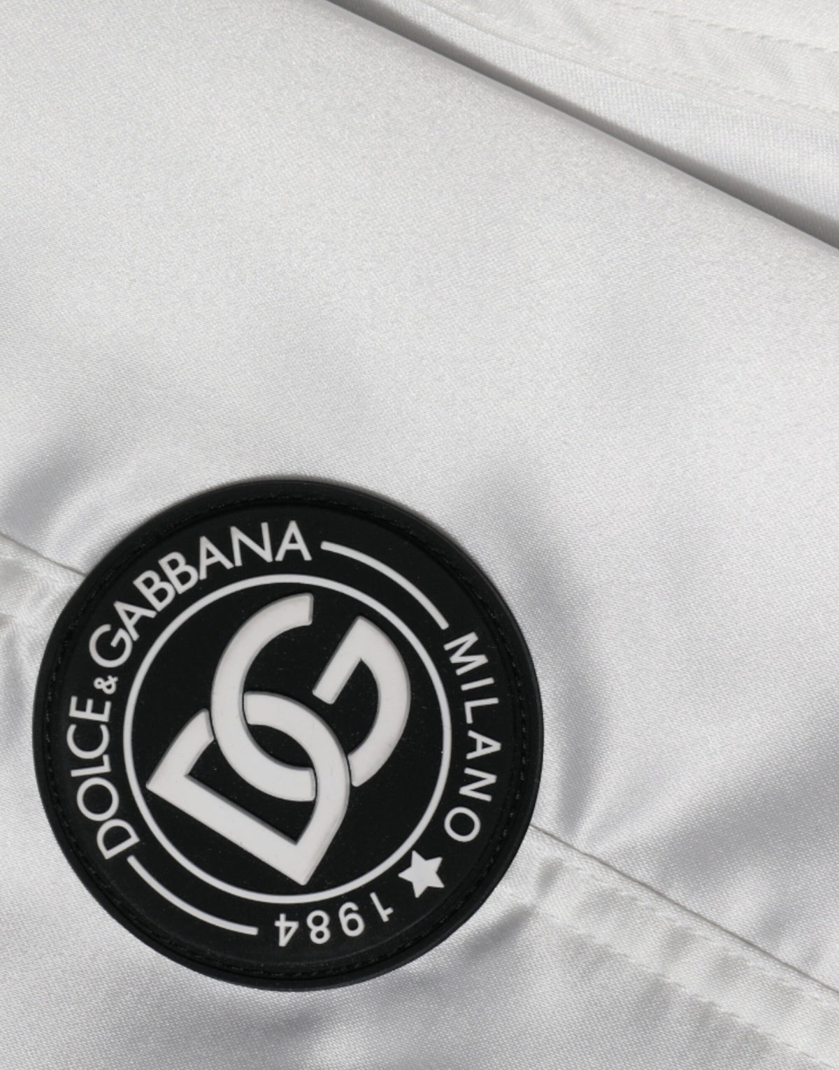 Dolce & Gabbana White Polyester Logo Full-Zip Bomber Jacket