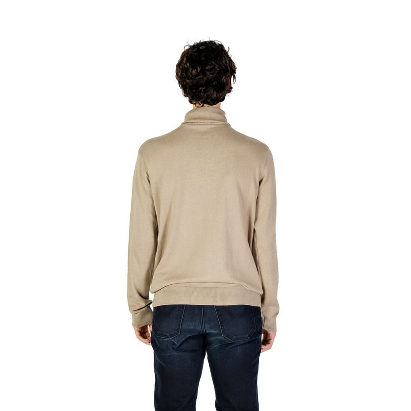 U.S. POLO ASSN. Beigefarbener Baumwoll-Rollkragenpullover