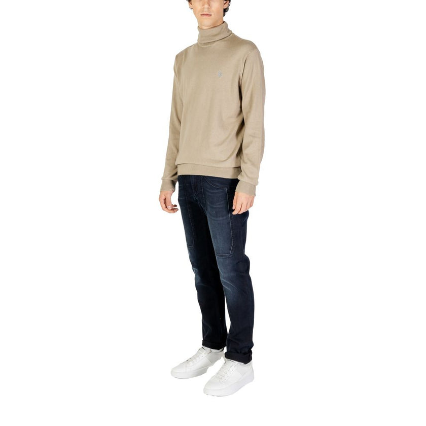U.S. POLO ASSN. Beigefarbener Baumwoll-Rollkragenpullover