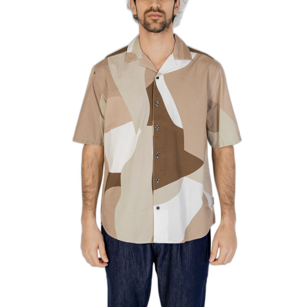 Only & Sons Brown Short-Sleeved Cotton Shirt