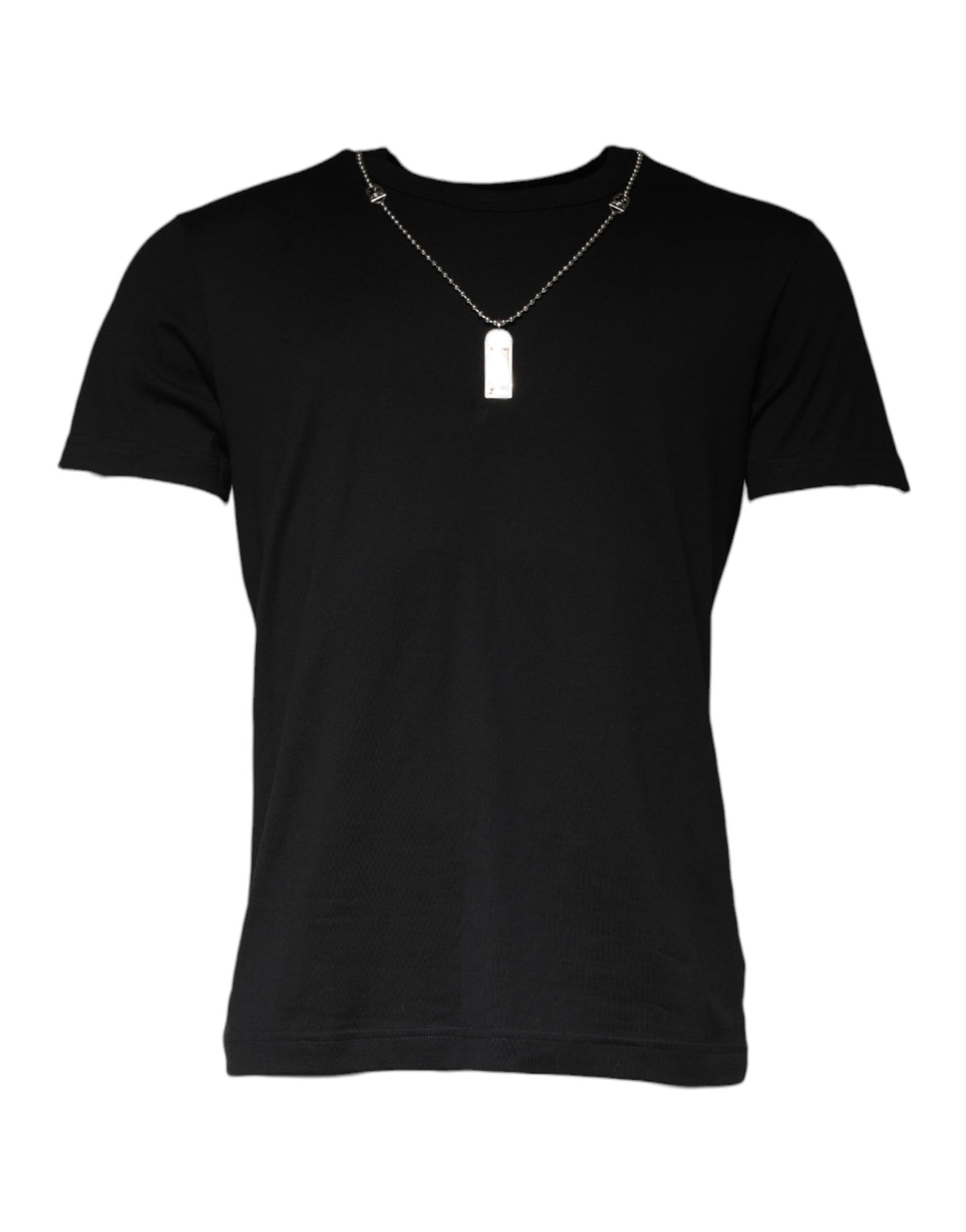 Dolce & Gabbana Black Cotton Chain Embellished T-shirt