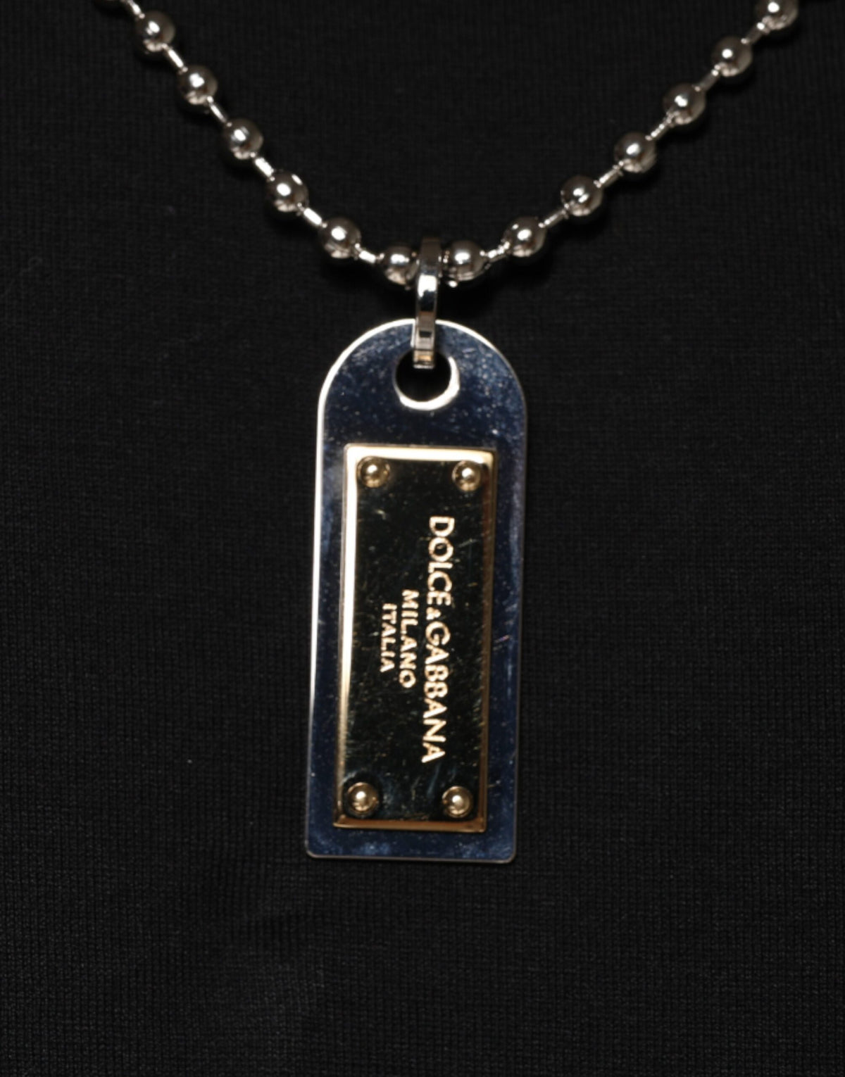 Dolce & Gabbana Black Cotton Chain Embellished T-shirt