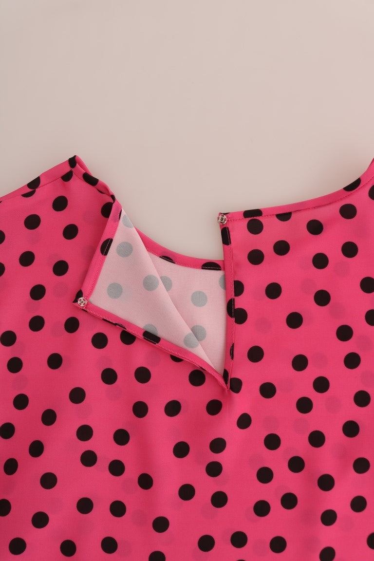 Dolce & Gabbana Rosa gepunktete Seidenbluse