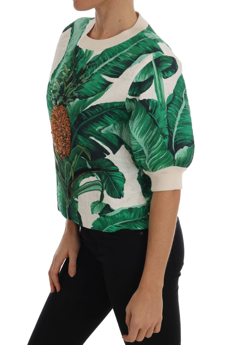 Dolce & Gabbana Pineapple Banana Sequin Round Neck Sweater