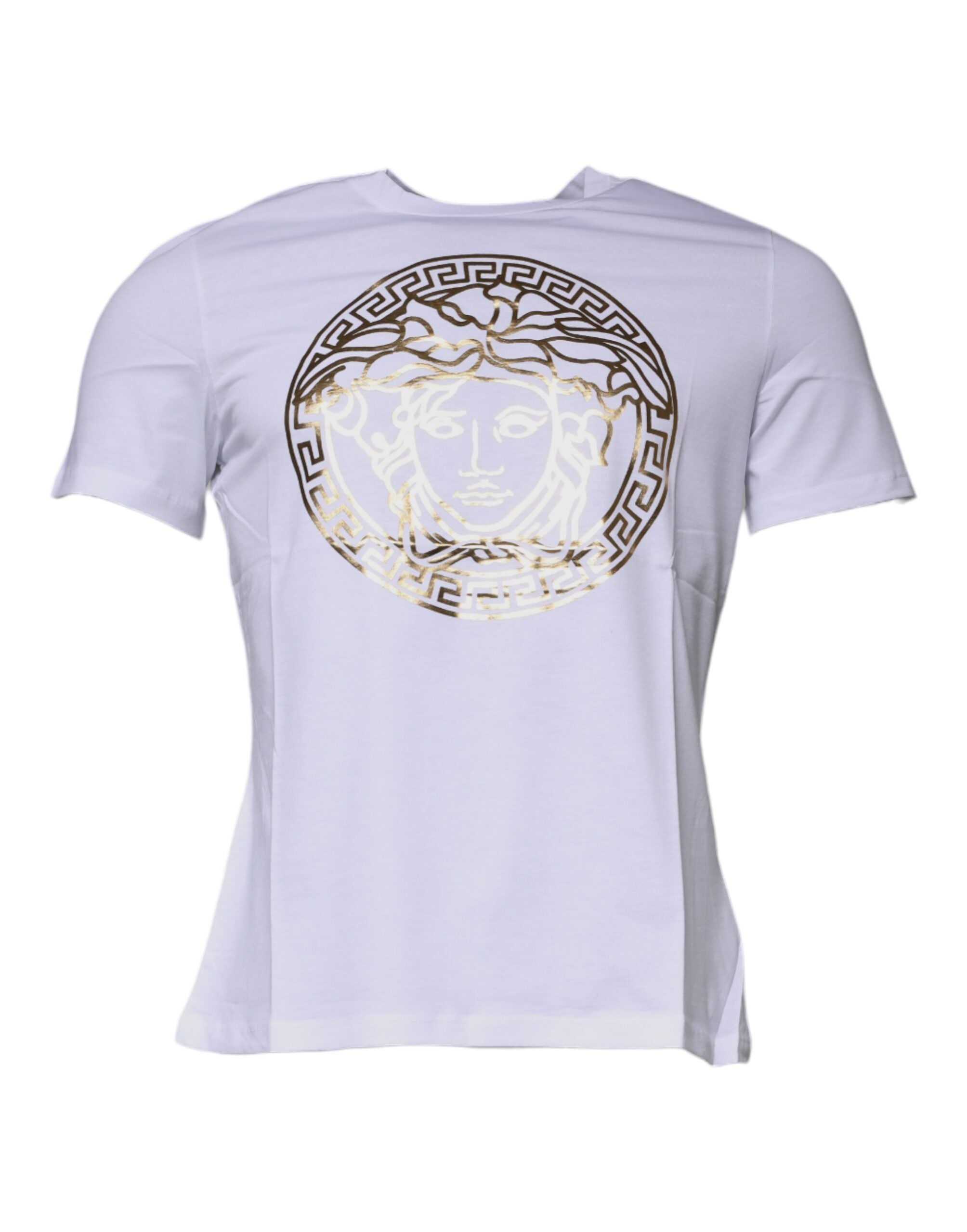 Versace weißes T-Shirt mit Rundhalsausschnitt und Medusa-Print aus Baumwolle
