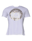 Versace weißes T-Shirt mit Rundhalsausschnitt und Medusa-Print aus Baumwolle