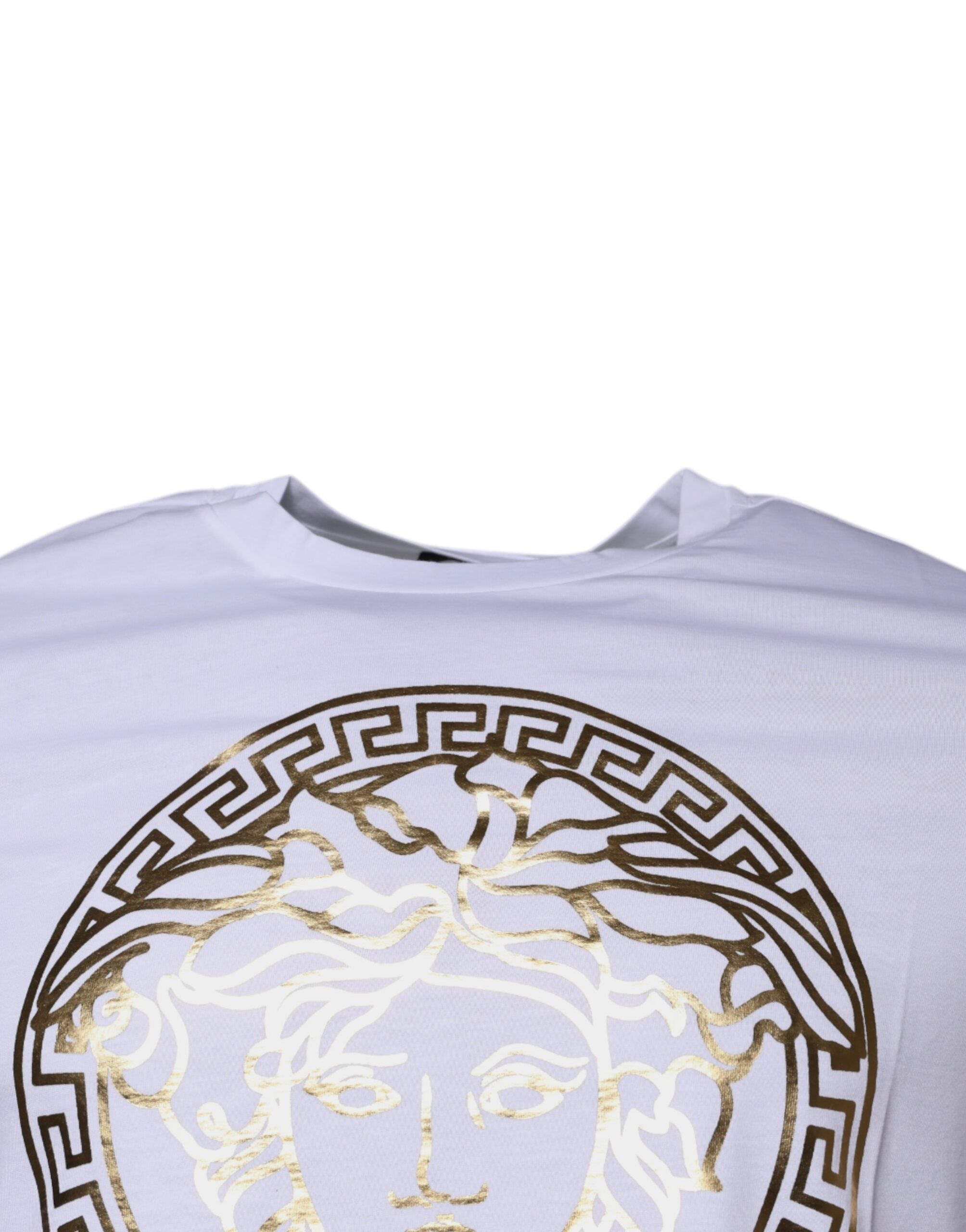 Versace weißes T-Shirt mit Rundhalsausschnitt und Medusa-Print aus Baumwolle