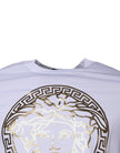 Versace weißes T-Shirt mit Rundhalsausschnitt und Medusa-Print aus Baumwolle