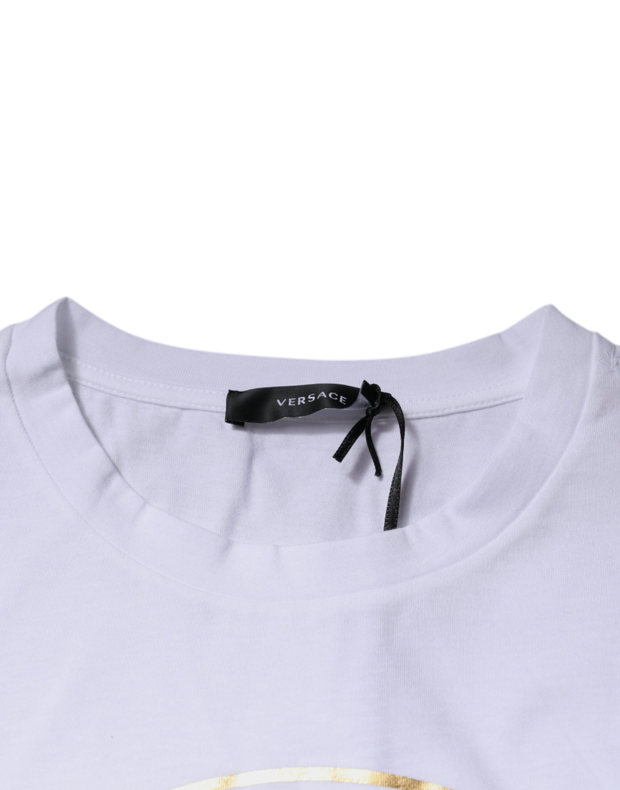 Versace weißes T-Shirt mit Rundhalsausschnitt und Medusa-Print aus Baumwolle