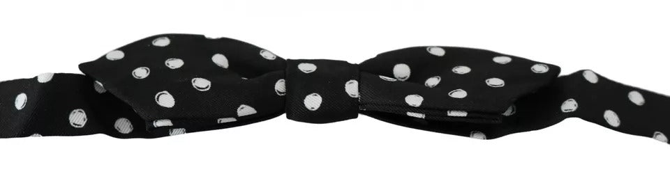 Dolce & Gabbana Black Polka Dot Adjustable Bow Tie