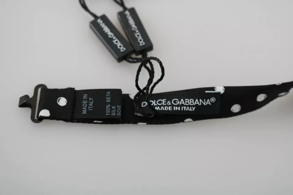 Dolce & Gabbana Black Polka Dot Adjustable Bow Tie