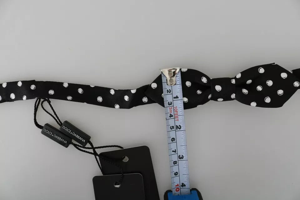 Dolce & Gabbana Black Polka Dot Adjustable Bow Tie