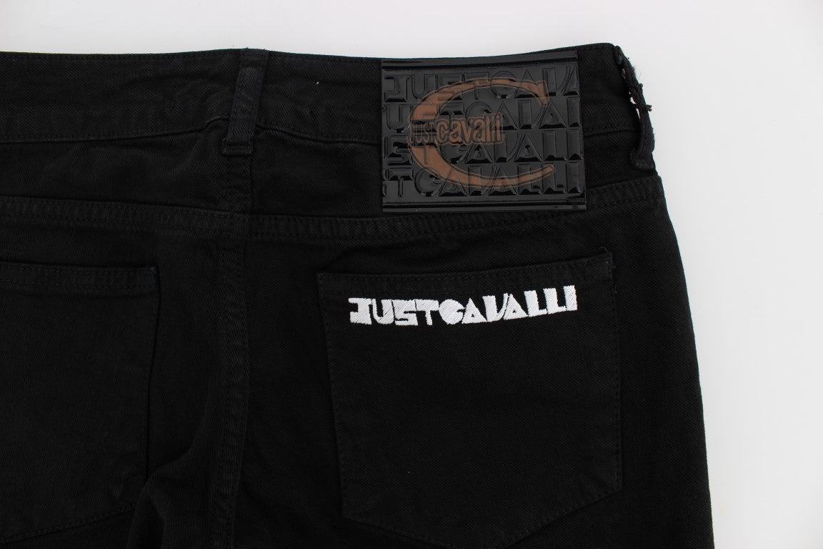 Cavalli Schwarze Cotton Stretch Slim Skinny Fit Jeans