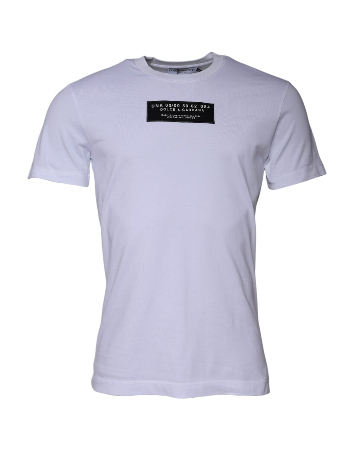 Dolce & Gabbana White Cotton Crew-Neck T-Shirt with Logo Print