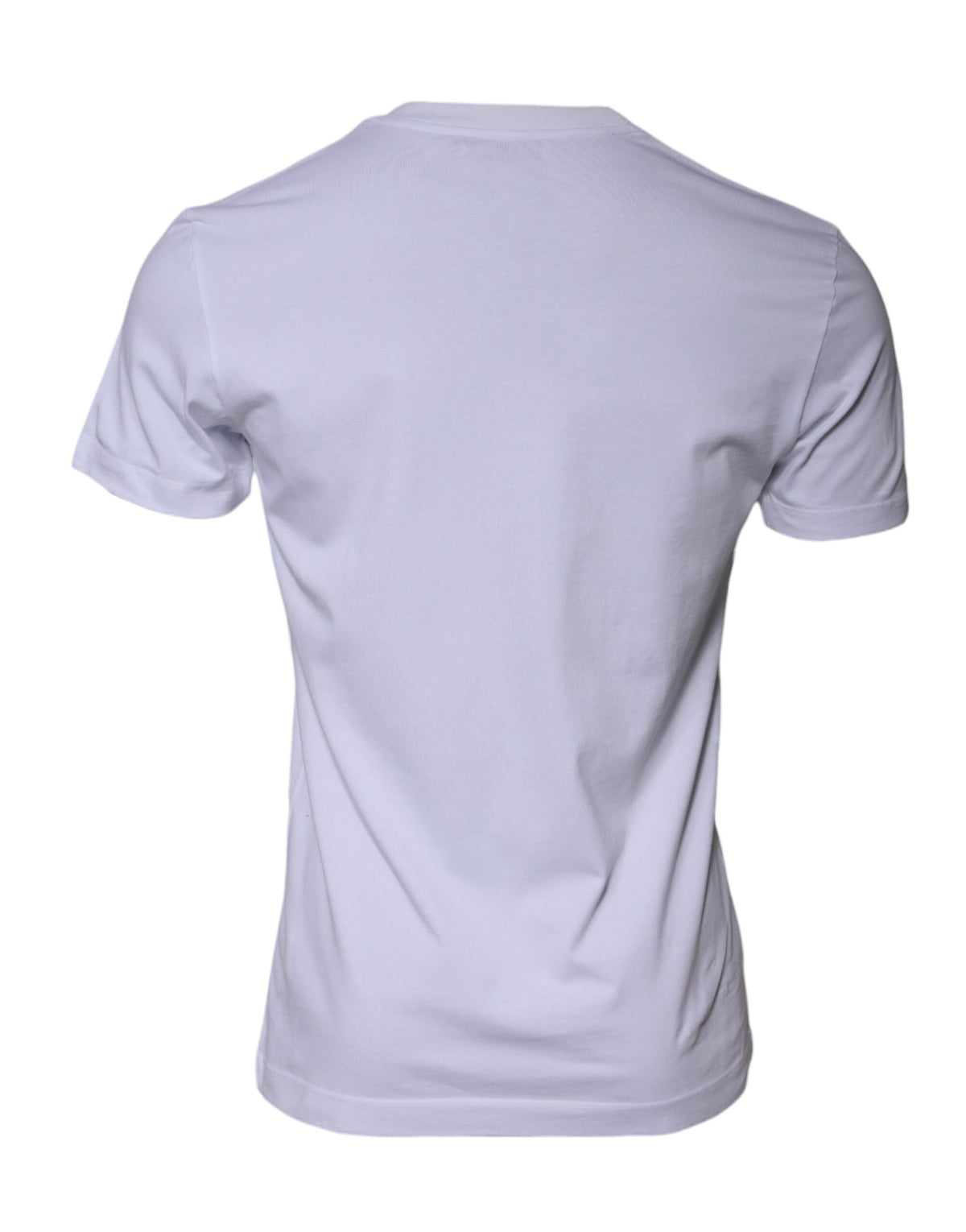 Dolce & Gabbana White Cotton Crew-Neck T-Shirt with Logo Print