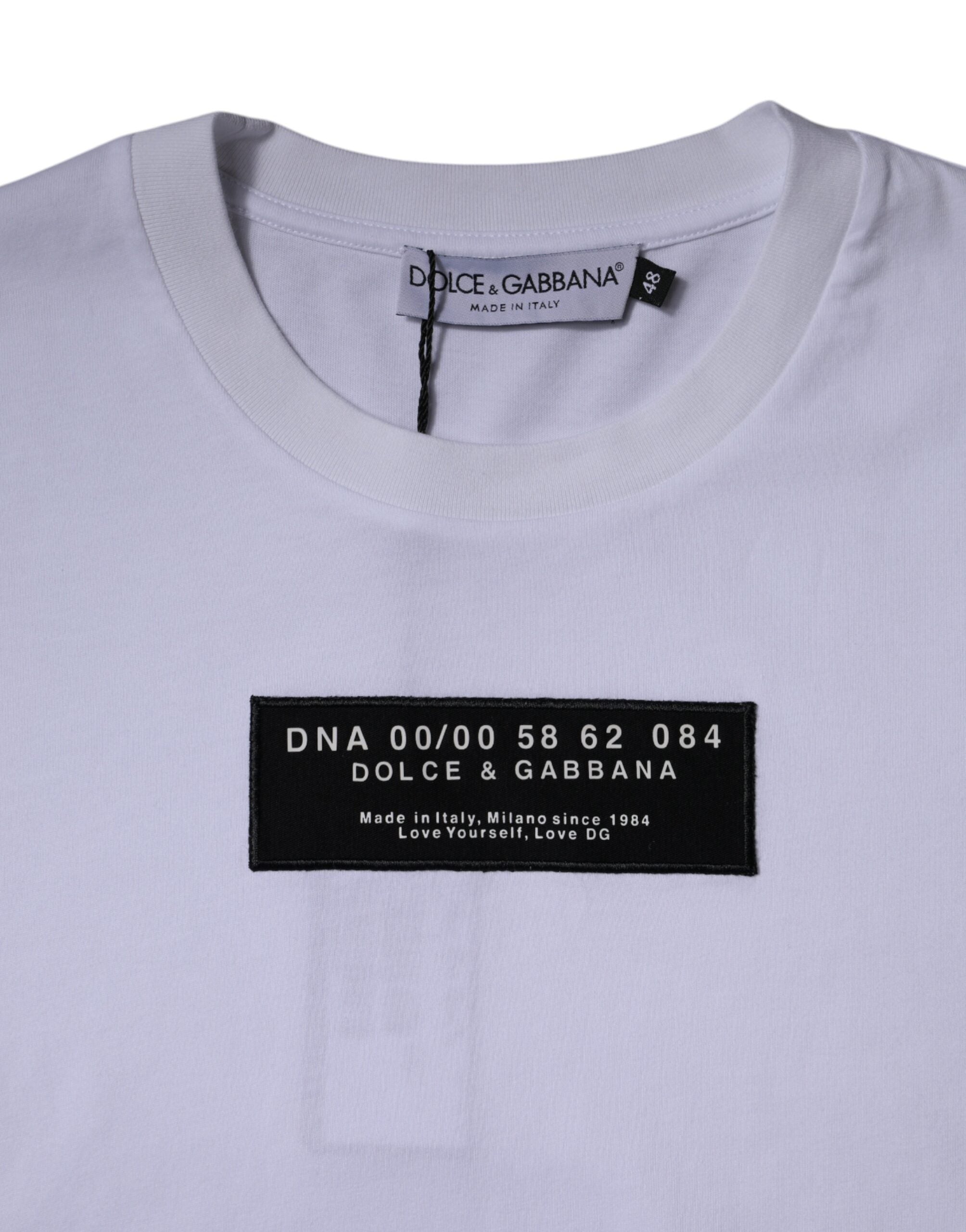 Dolce & Gabbana White cotton crew neck T-shirt with logo print