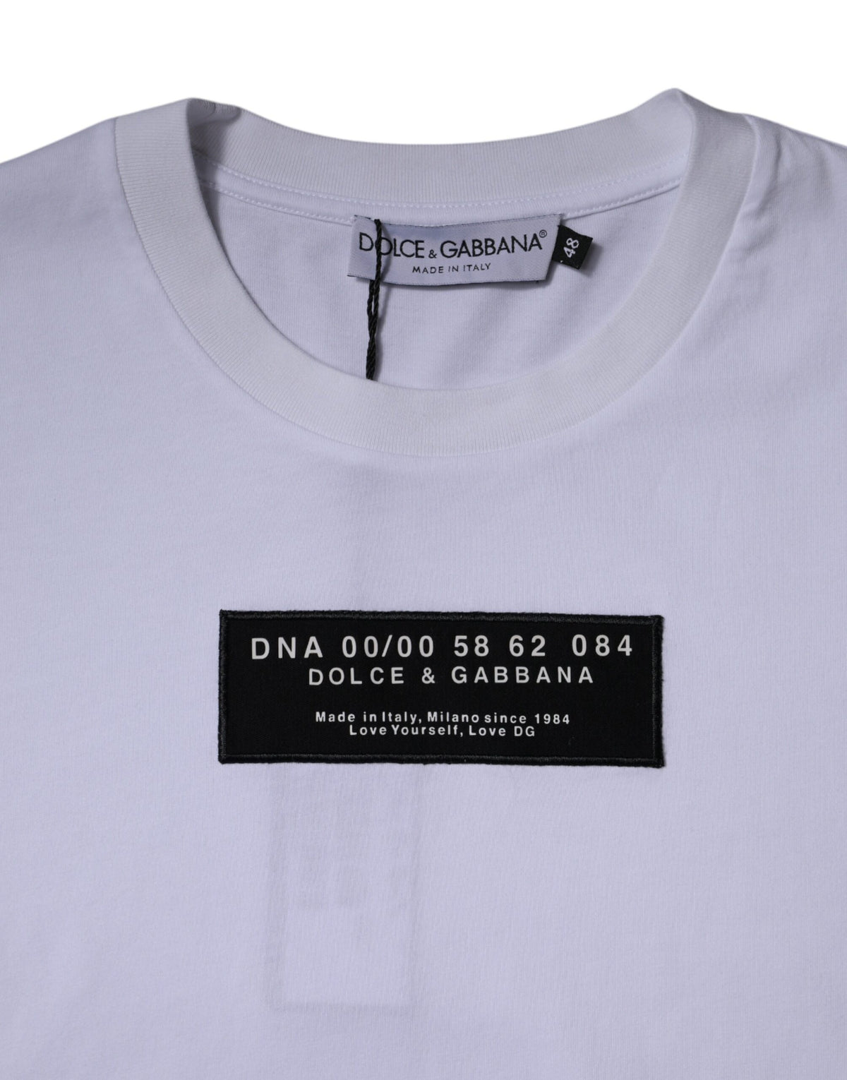Dolce & Gabbana White Cotton Crew-Neck T-Shirt with Logo Print