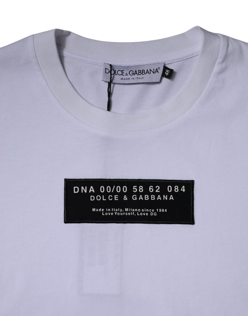 Dolce & Gabbana White cotton crew neck T-shirt with logo print
