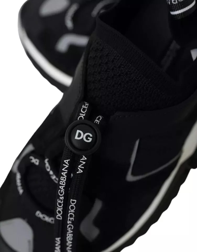 Dolce & Gabbana Black White Logo Sorrento Men's Sneakers Shoes