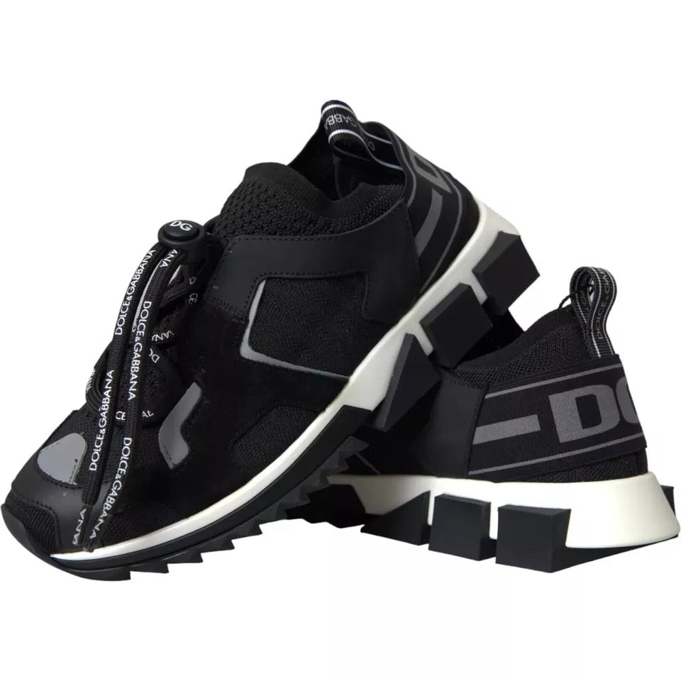 Dolce & Gabbana Black White Logo Sorrento Men's Sneakers Shoes