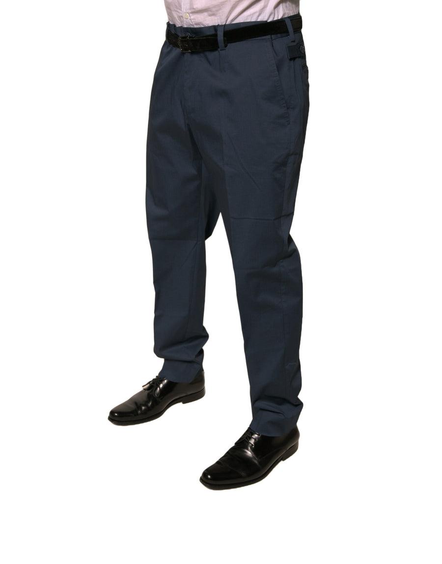 Dolce & Gabbana Dark Blue Cotton Stretch Skinny Men's Suit Trousers