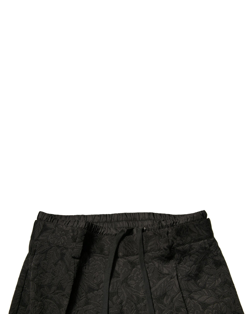 Dolce & Gabbana Schwarze Brokat Polyester Skinny Herren Anzughose