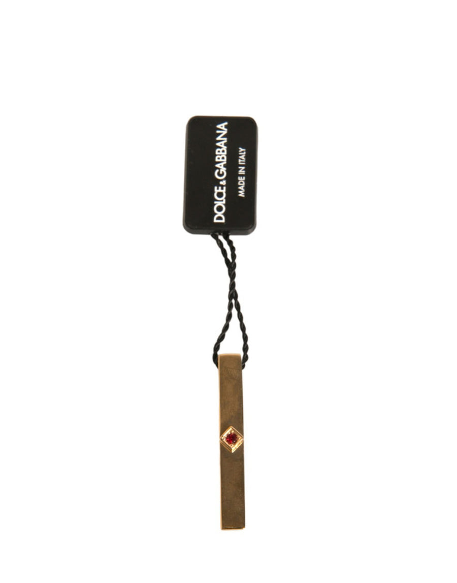 Dolce & Gabbana Gold Tone Brass Crystal Tie Clip Bar