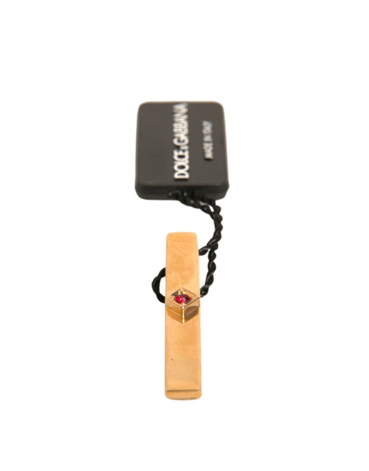 Dolce & Gabbana Gold Tone Brass Crystal Tie Clip Bar