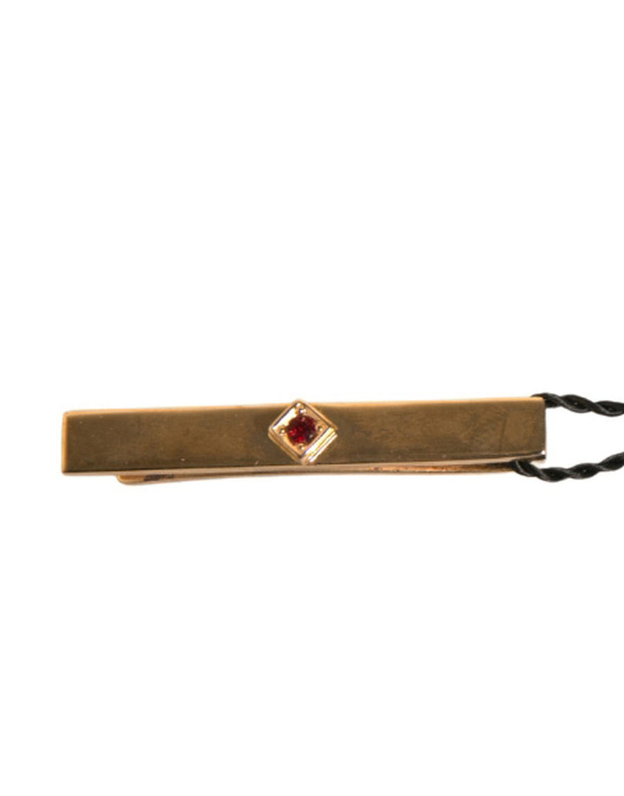 Dolce & Gabbana Gold Tone Brass Crystal Tie Clip Bar