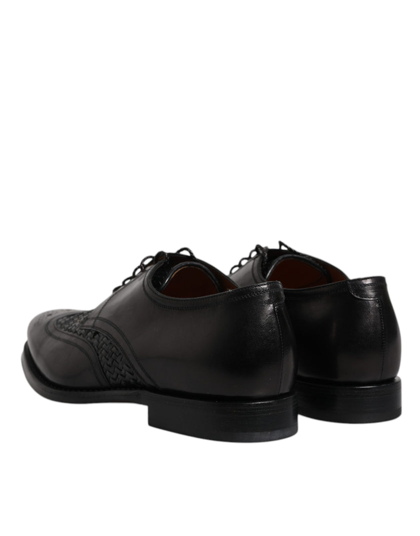 Dolce & Gabbana Schwarze Leder Derby Wingtip Lace Up Formal Dress Schuhe