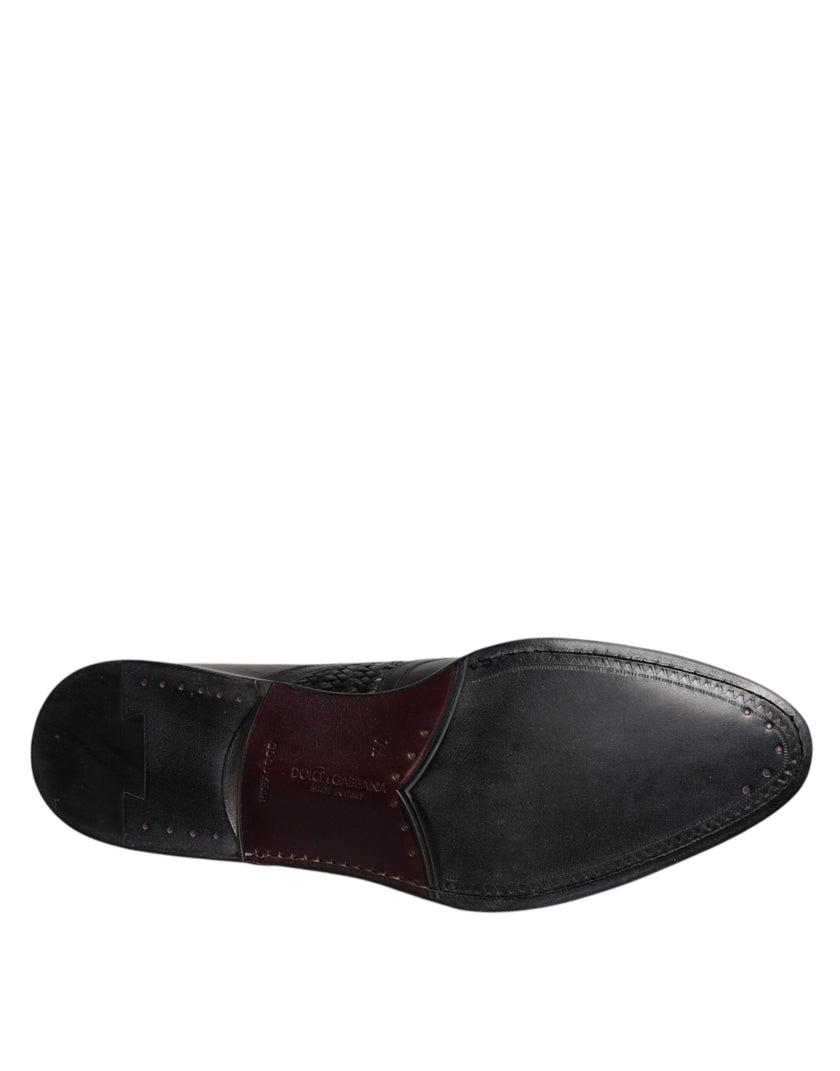 Dolce & Gabbana Schwarze Leder Derby Wingtip Lace Up Formal Dress Schuhe