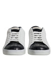 Dolce & Gabbana Weiß-Schwarz Leder Portofino Sneaker Schuhe