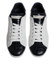 Dolce & Gabbana Weiß-Schwarz Leder Portofino Sneaker Schuhe