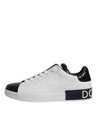 Dolce & Gabbana Weiß-Schwarz Leder Portofino Sneaker Schuhe