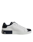 Dolce & Gabbana Weiß-Schwarz Leder Portofino Sneaker Schuhe