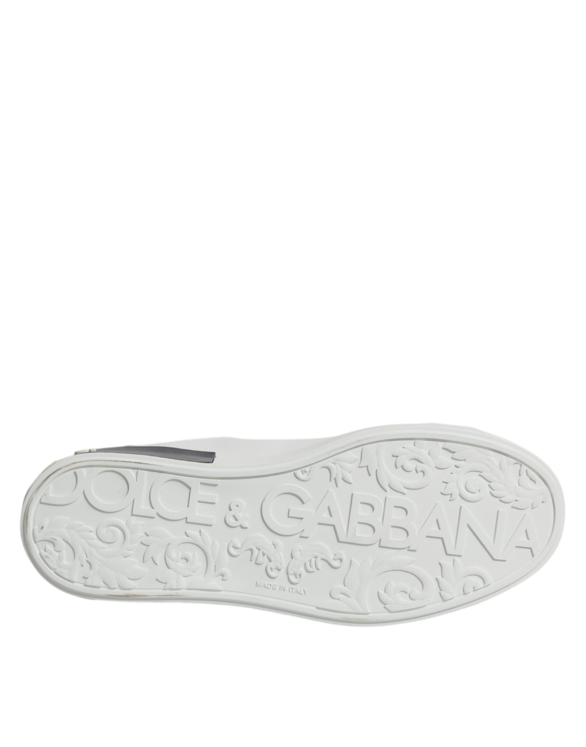 Dolce & Gabbana Weiß-Schwarz Leder Portofino Sneaker Schuhe
