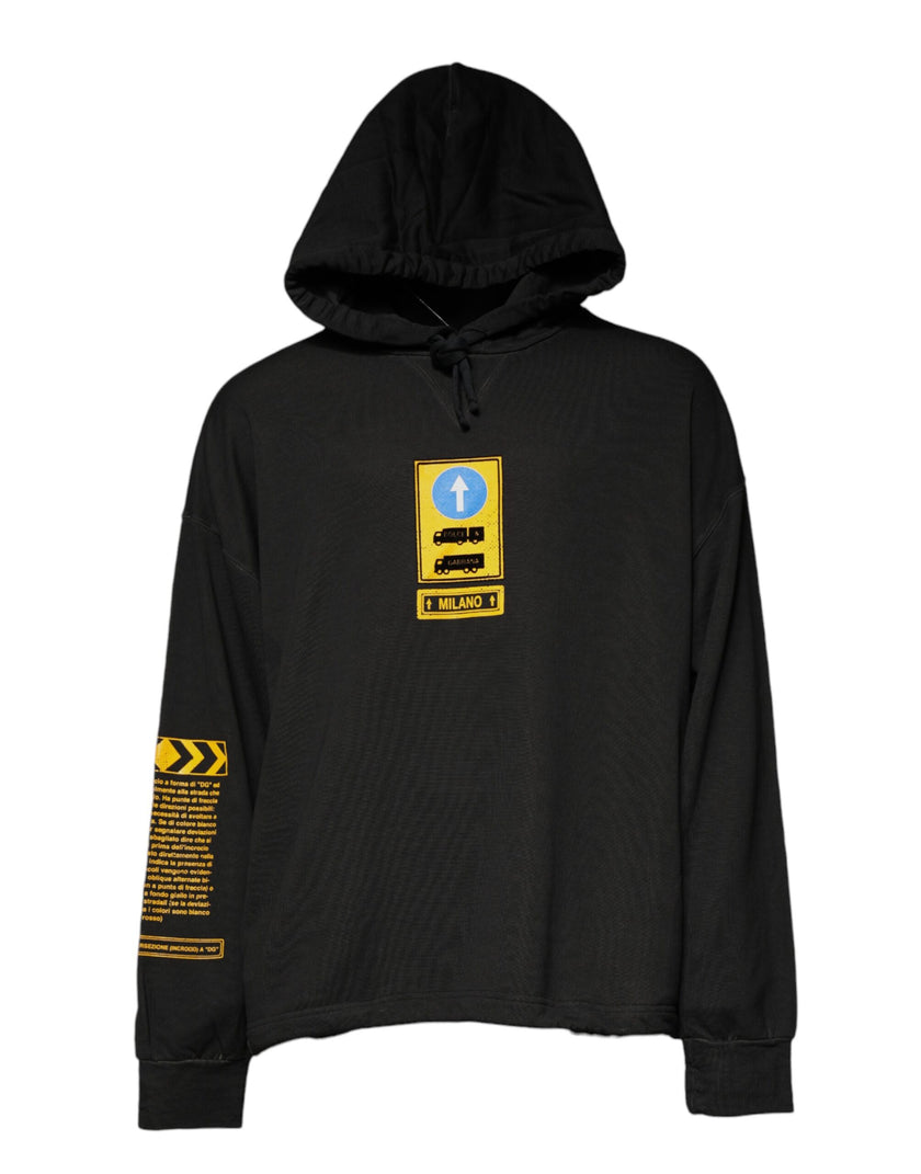 Dolce & Gabbana schwarzer DG Shield Kapuzenpullover aus Baumwolle
