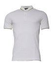 Dolce & Gabbana weißes gepunktetes Baumwoll-Polo-Shirt mit Kragen