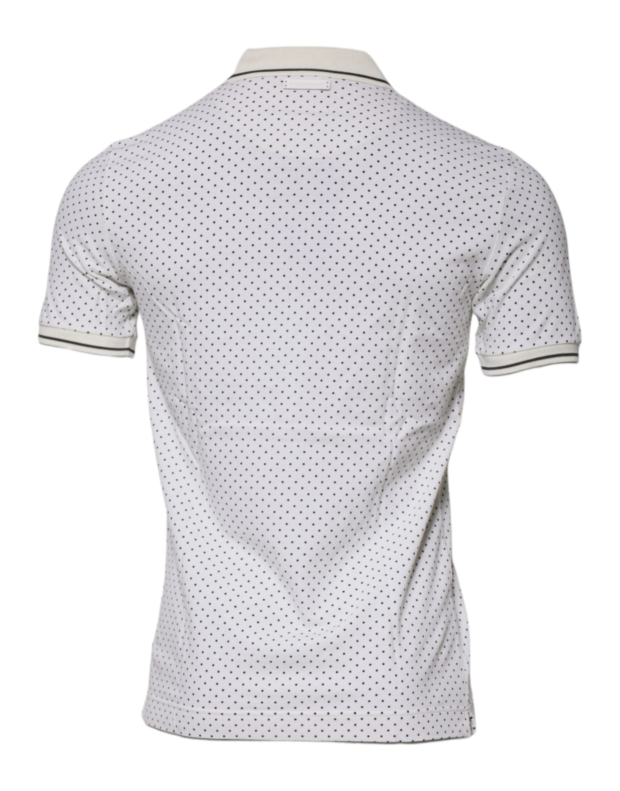 Dolce & Gabbana weißes gepunktetes Baumwoll-Polo-Shirt mit Kragen
