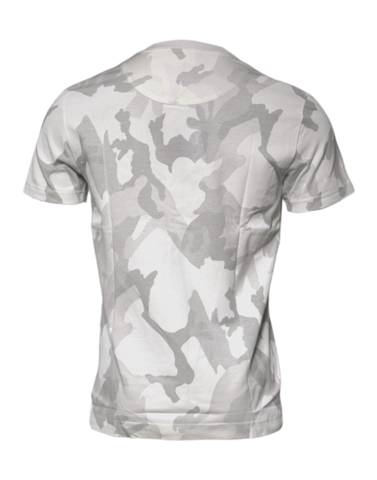 Dolce & Gabbana White Grey Camouflage Cotton Crew Neck T-Shirt