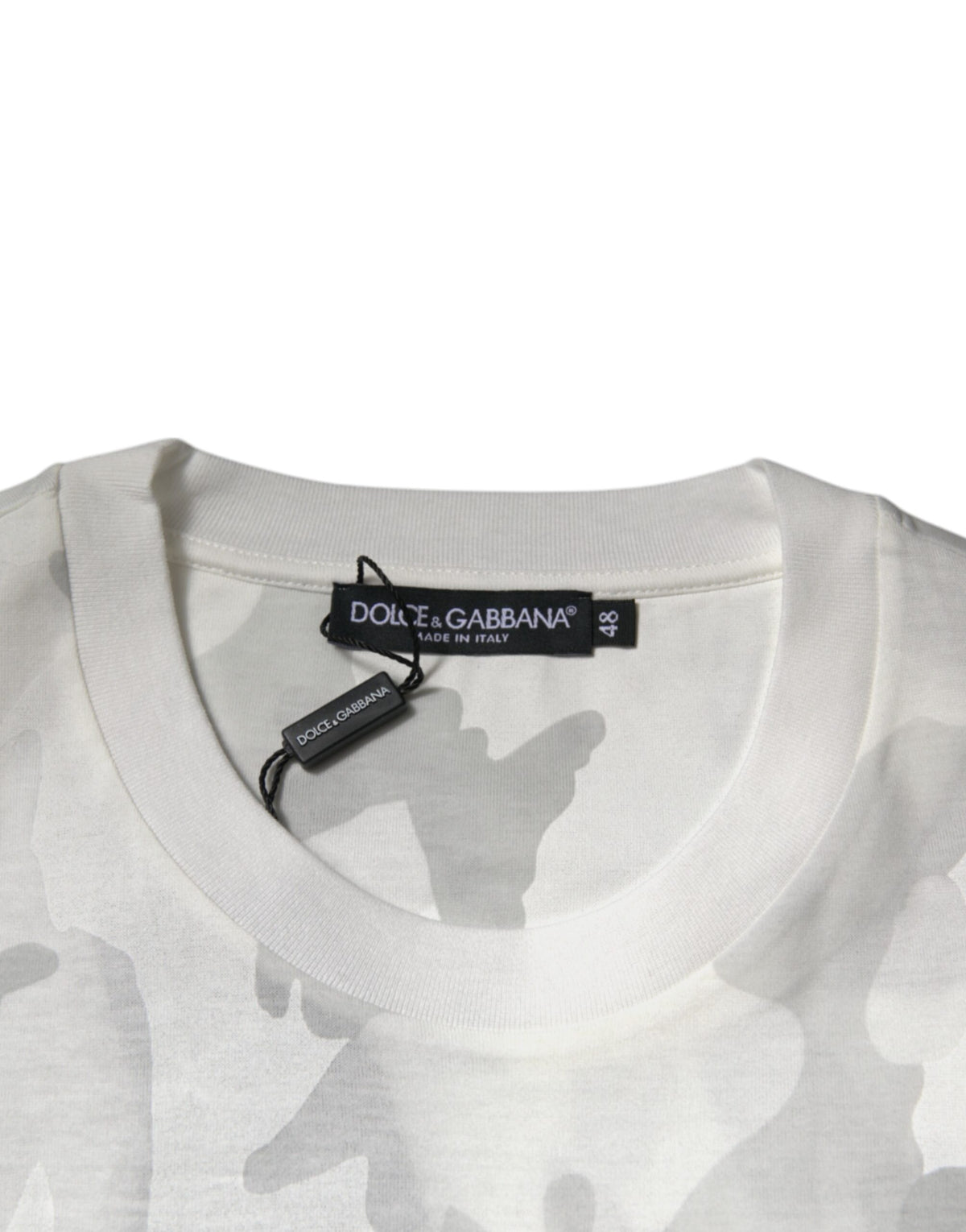 Dolce & Gabbana White Grey Camouflage Cotton Crew Neck T-Shirt