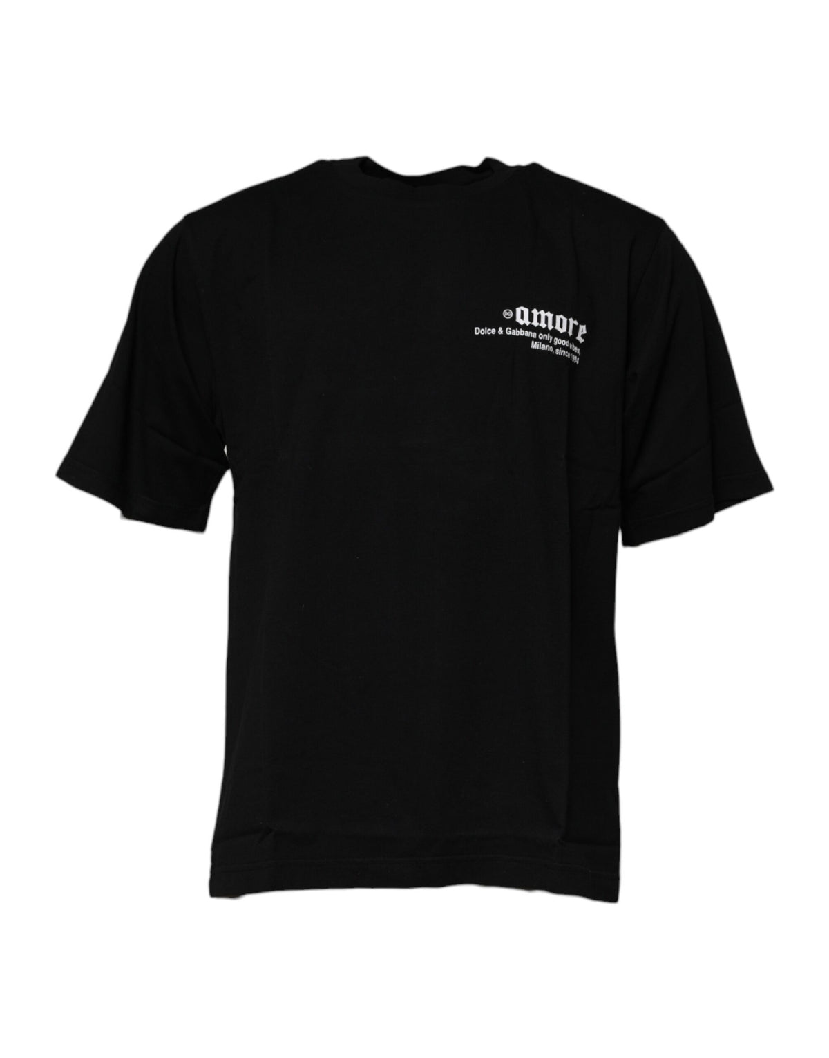 Dolce & Gabbana Black Amore Leopard Cotton Crewneck T-Shirt