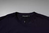 Dolce & Gabbana Marineblaues DG Logo Baumwoll-T-Shirt mit Rundhalsausschnitt